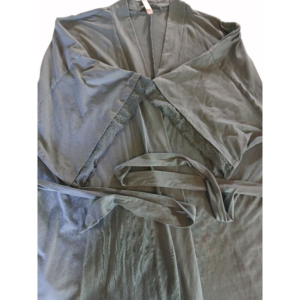 Cacique Sleep Womens Blue Kimono Robe With Lace Trim Adjustable Waist Tie Size 2 - Picture 13 of 16